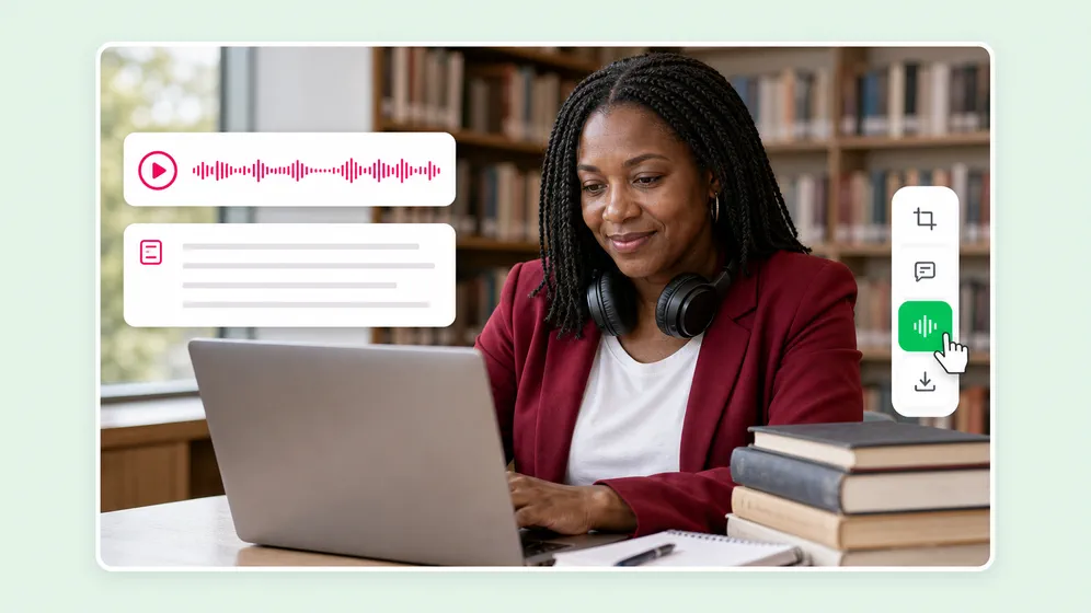 Lecture and lesson audio transcripts. Fliki Audio to text for Courses & lectures.