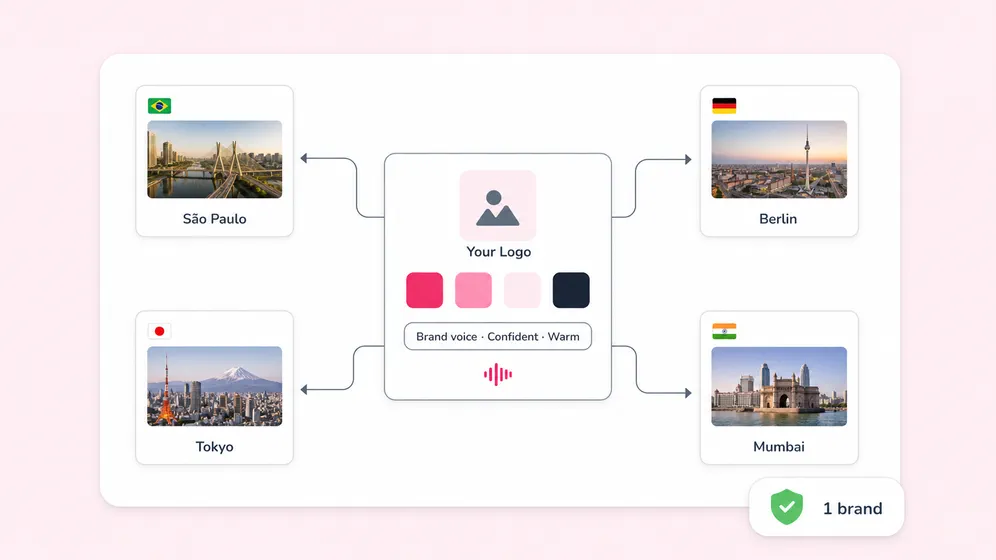 Brand-consistent multi-market communications. Fliki Localization for Brand consistency.