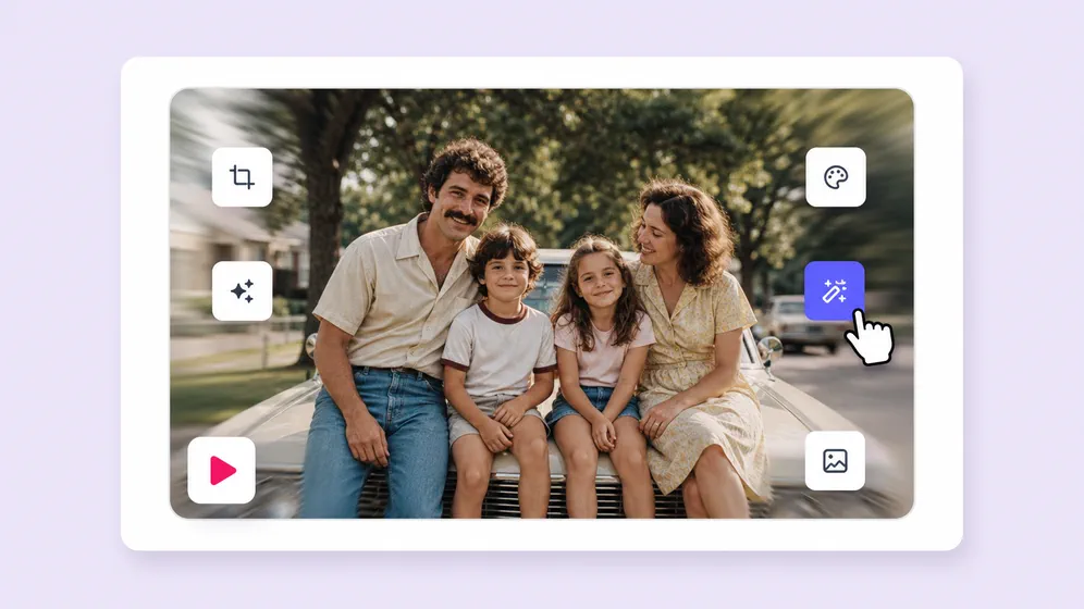 Memorial videos and family photo restoration. Fliki Photo to video AI for Memorial & family.