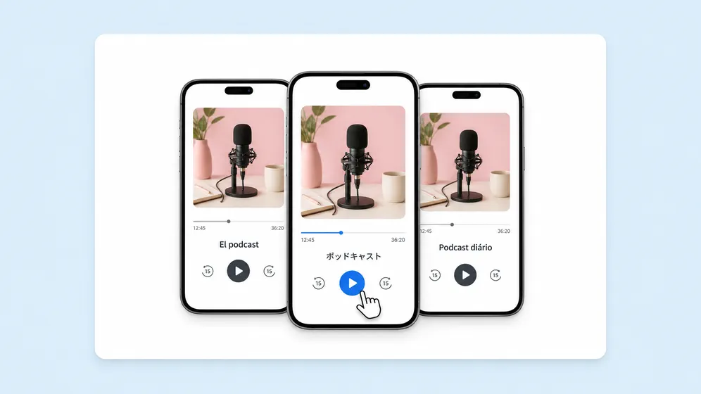 Multi-language podcast localization. Fliki Podcasts for Multi-language.