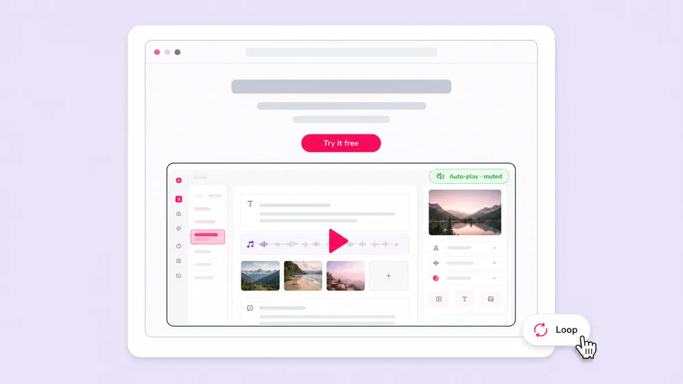 Landing-page hero section video loops. Fliki Product Marketing Video for Hero loop.