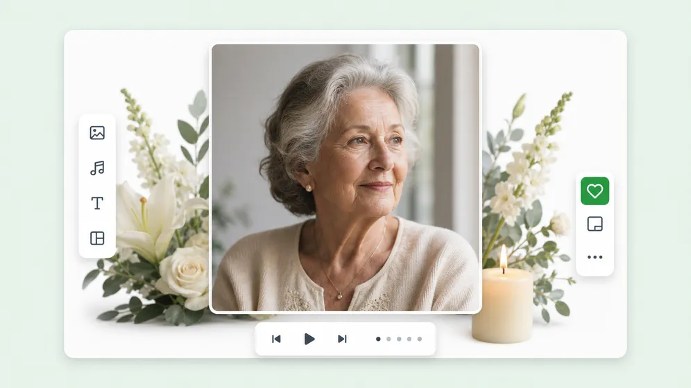 Funeral and celebration-of-life slideshow videos. Fliki Slideshow video maker for Funeral & memorial.