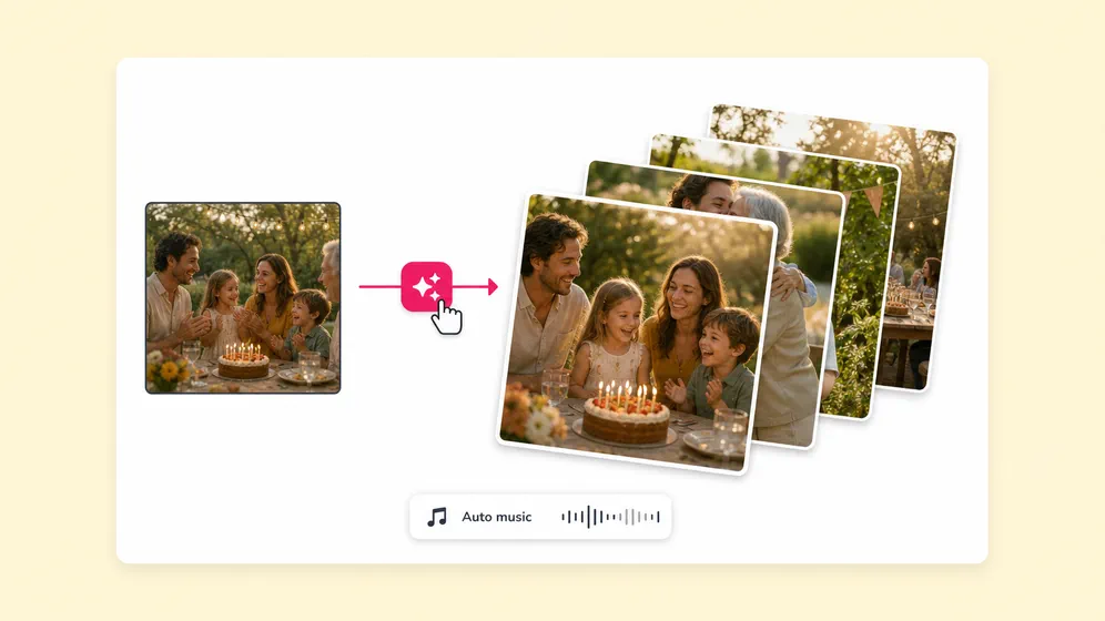 Birthday, anniversary, and tribute slideshow videos. Fliki Slideshow video maker for Memory videos.
