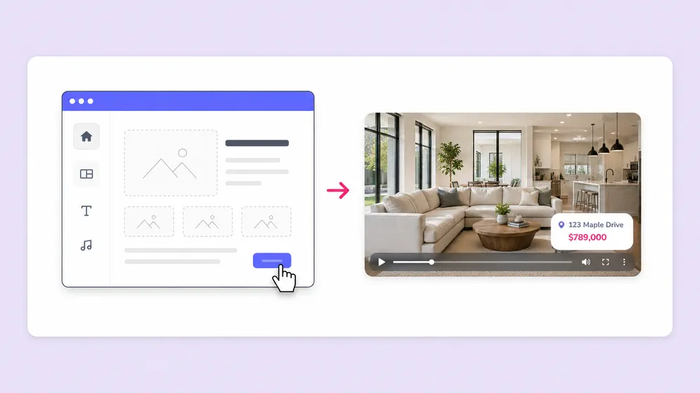 Listing walkthroughs and property tours. Fliki Templates for Real estate & listings.