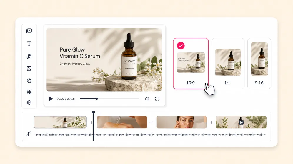 Multi-variant ad edits in one timeline. Fliki Video editor for Marketing & ads.