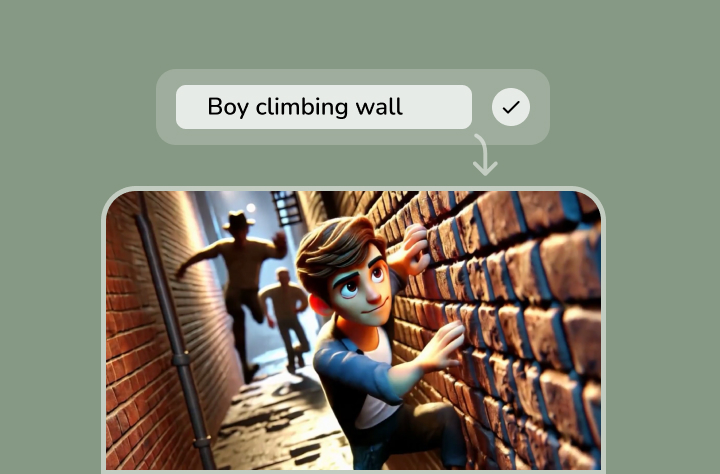 Illustration showing generation of animated movie visual from text