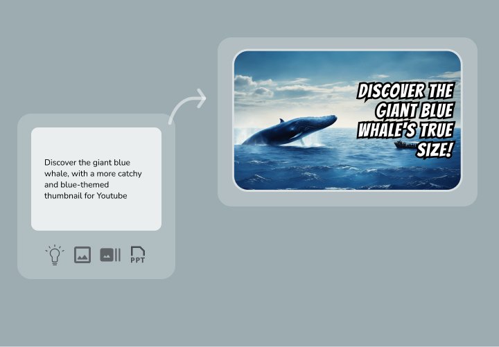 Create a stunning blue-themed thumbnail with Fliki AI thumbnail maker showcasing a giant blue whale