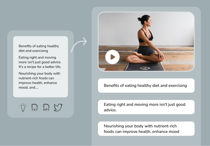 Video translator interface with options to convert various formats into videos with high quality visuals and voiceovers