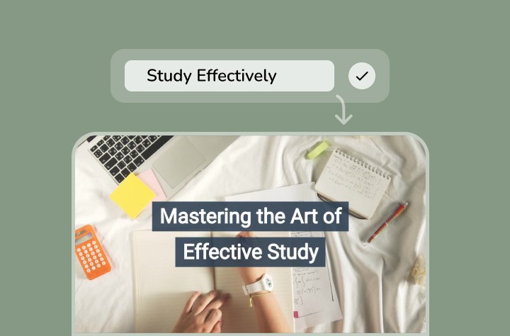 Video template for mastering the art of effective study with study materials on a desk