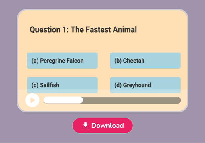 Video player interface with a download button for Fliki's quiz video output