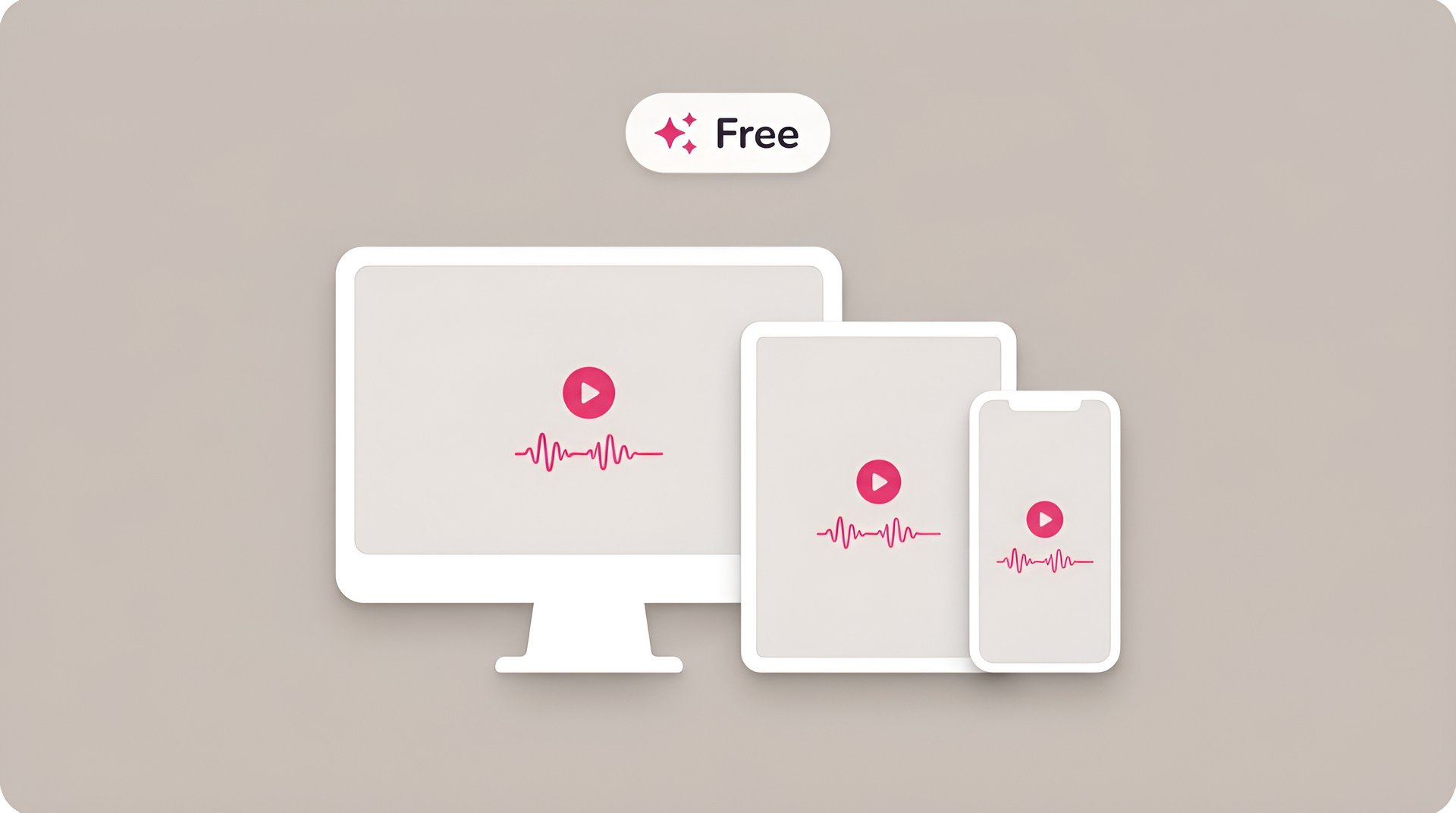 Desktop, tablet, and mobile devices generating free AI voiceovers online without needing studio recording equipment.