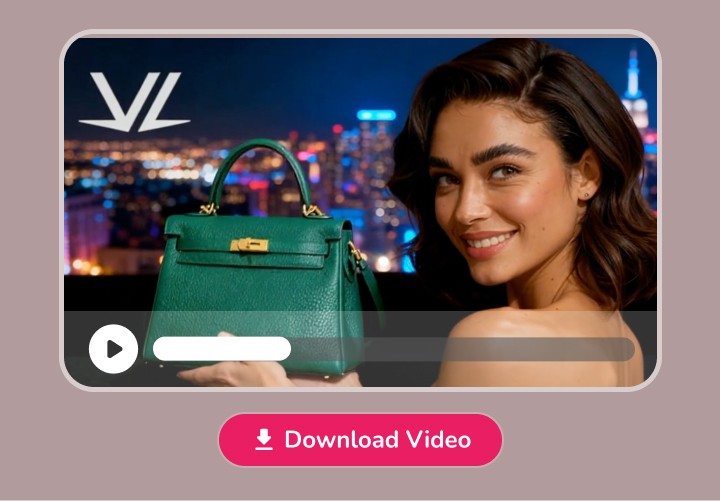 Video player interface with a download button for Fliki's text to video output