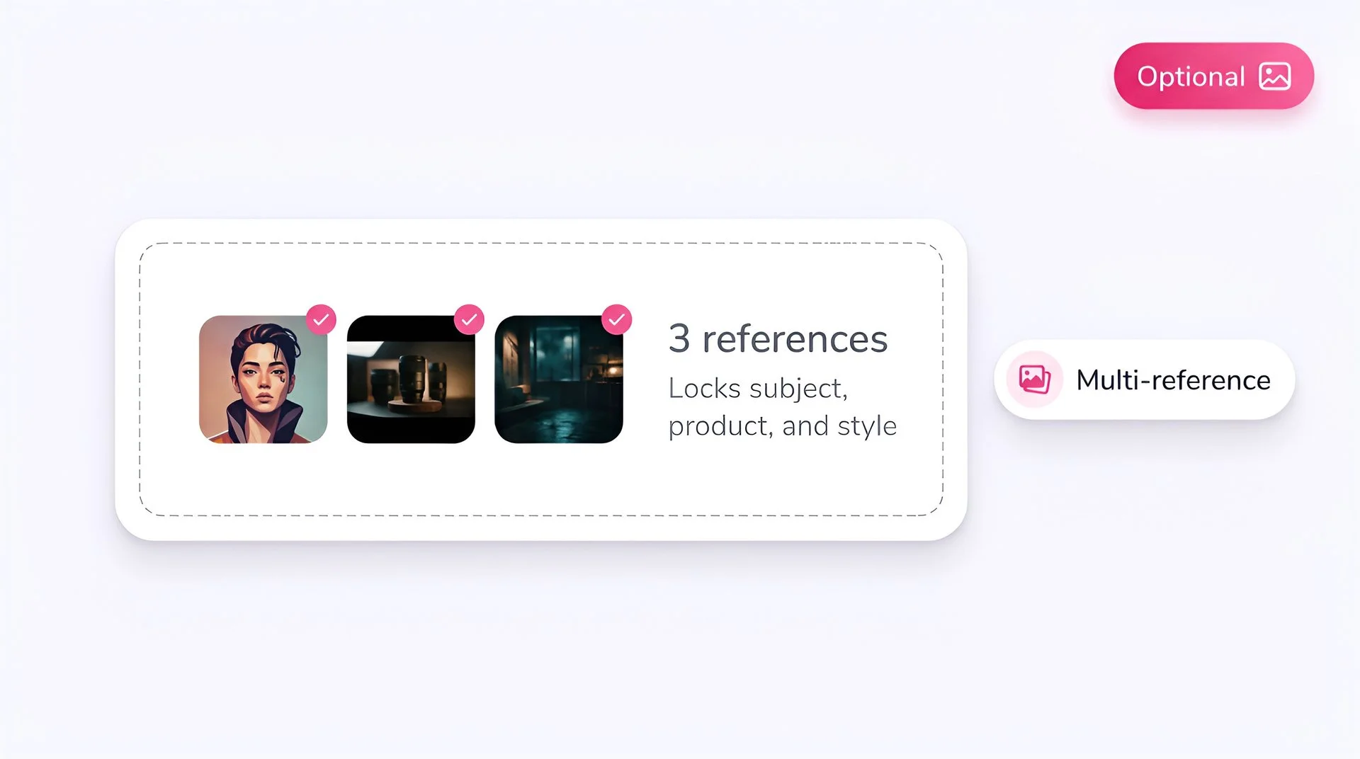 Upload optional reference images to lock subject, product, and style with FLUX 2 on Fliki